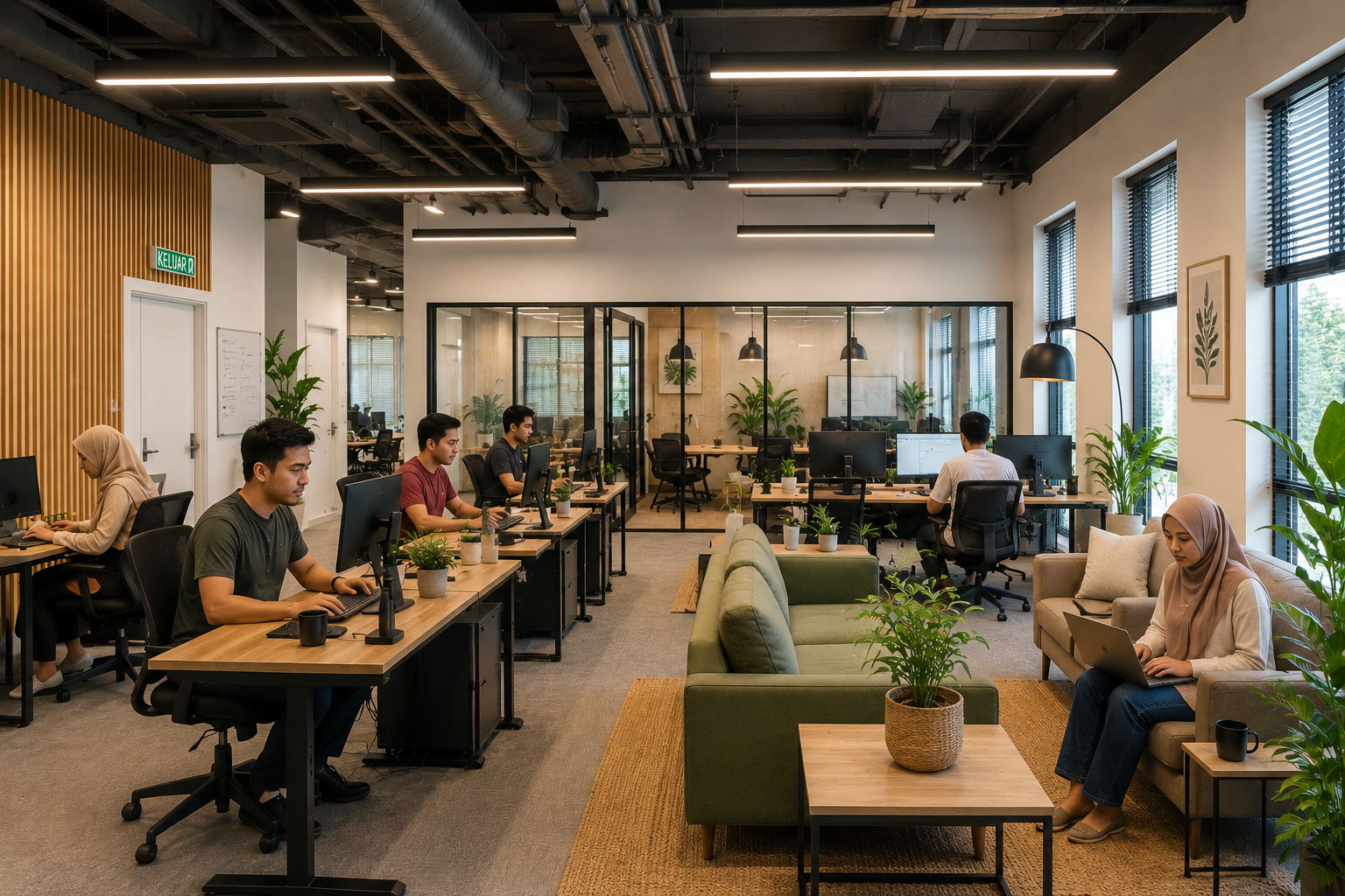 Modern Malaysian office environment with entrepreneurs and employees working collaboratively in a contemporary workspace, representing business registration, company setup, entrepreneurship, and startup growth in Malaysia 2026.